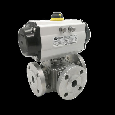 Harga yang pantas Pengendalian presisi Titanium Ball Valve Pneumatic Tiga-Way Flanged Design Untuk Industri on line